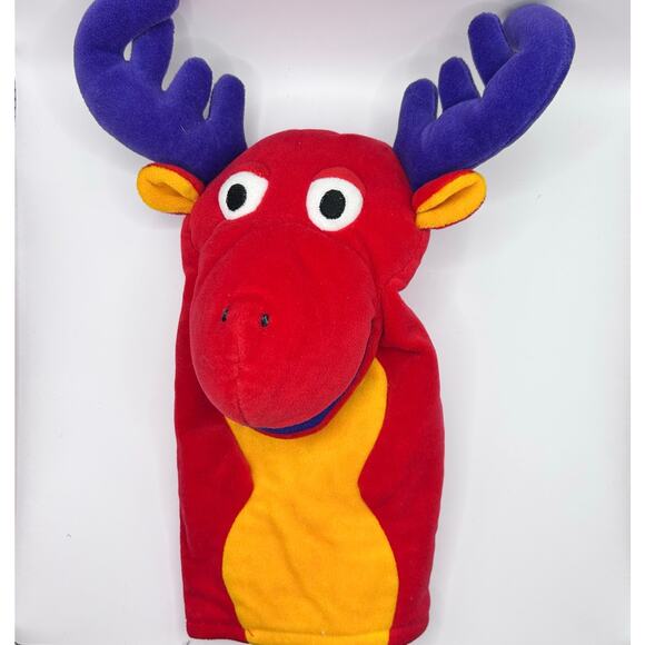Rare Vintage Gymboree Red & Purple Moose Plush Hand Puppet 11” Toy - Picture 2 of 5